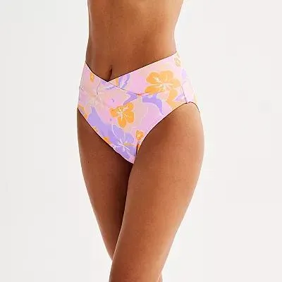 Juniors' Ninety-Nine° Crossover High-Waisted Swim Bottoms