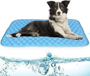 NAMOTEK Washable Dog Cooling Mat Ice Silk Cool Mat for Pet Self Comfortable Blanket Dog Pad Blue