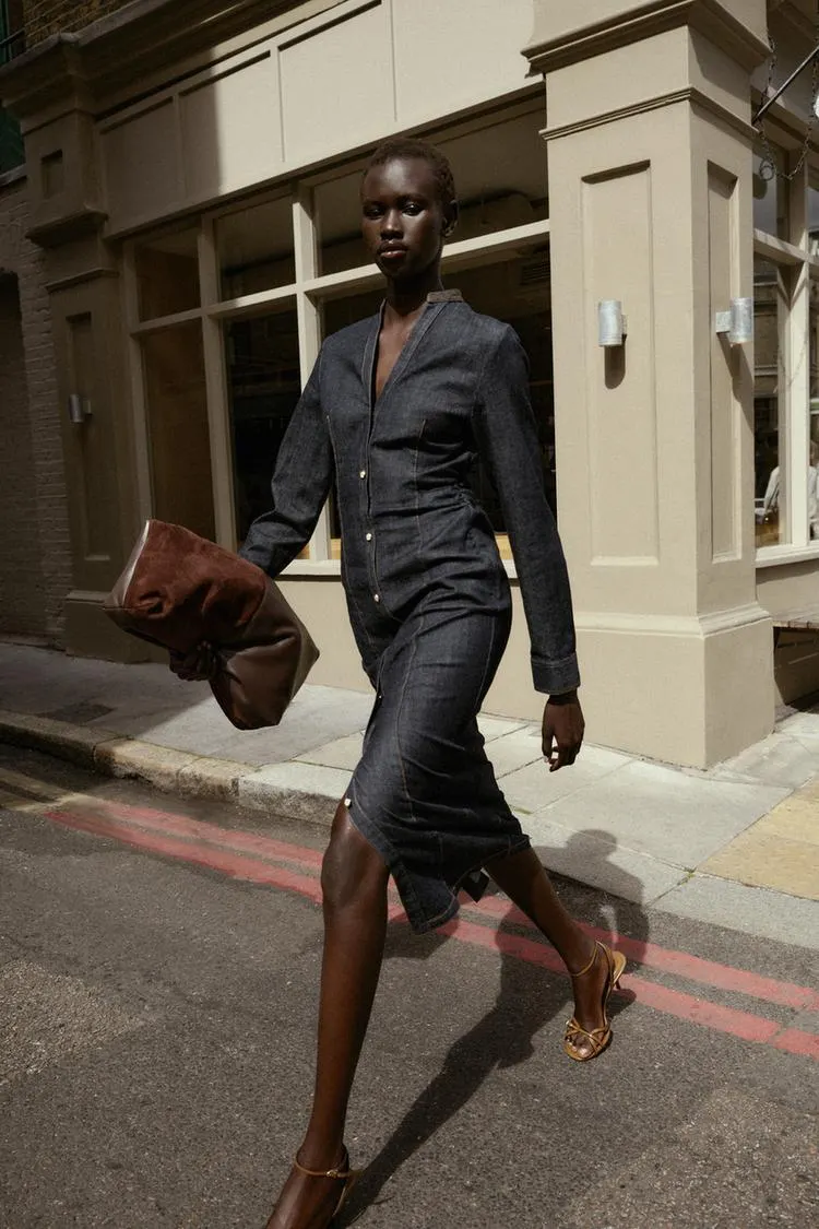 VESTITO MIDI DENIM ATTILLATO