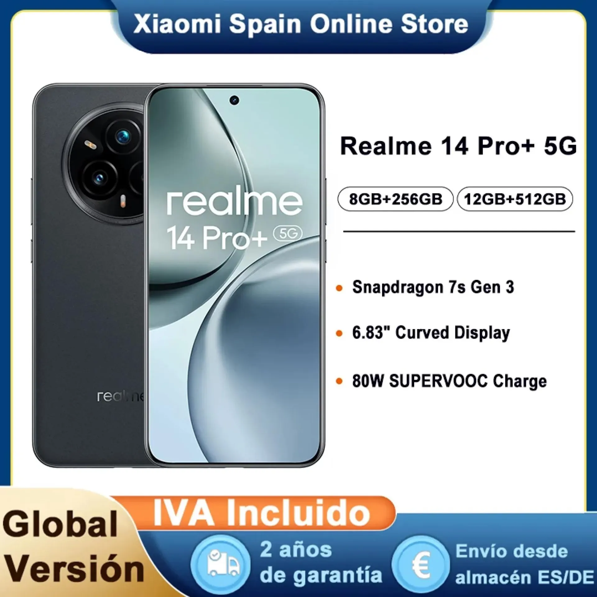 [Estreno mundial] Smartphone realme 14 Pro Plus Snapdragon®7s Gen 3 5G 6000mAh 50MP Sony 3X Periscope 6.83