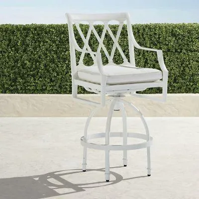Grayson Swivel Bar Stools in White Aluminum, Set of Two