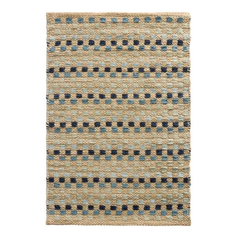 Dotti Multicolor Checkered Handwoven Jute Area Rug