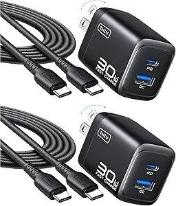 INIU for iPhone 17 Charger, 2-Pack 30W Type C Charger Fast Charging, Foldable USB C Wall Charger for iPhone 17 16 Pro Max, iPad MacBook Air 13 M4, Samsung S25 S24, USB C Charging Block with USBC Cable