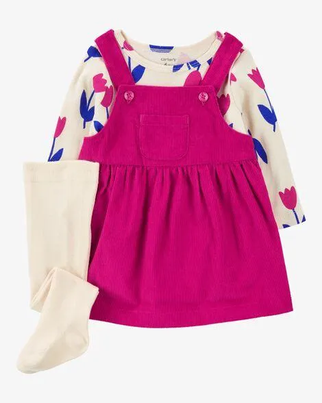 Baby 3-Piece Tulip Tee & Corduroy Jumper Set