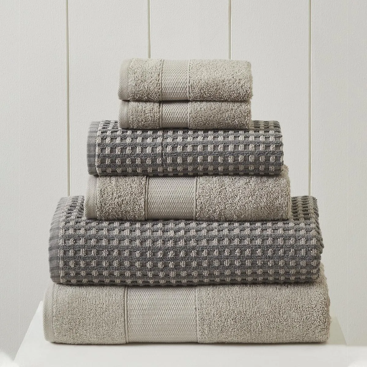 Modern Threads Drucilla 6-Piece 100% Combed Cotton Yarn Dyed Cobblestone Jacquard Towel Set