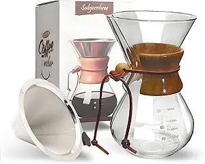 Pour Over Coffee Maker 20 oz Drip Coffee Pot Set Glass Carafe with Filter Subjectthree Manual Brewer for Camping (6 cup/20 oz)