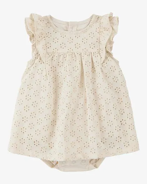 Baby Solid Cotton Dress - Cream