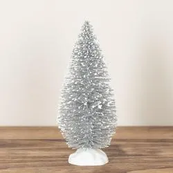 Silver Snow Glittery Bottle Brush Tree