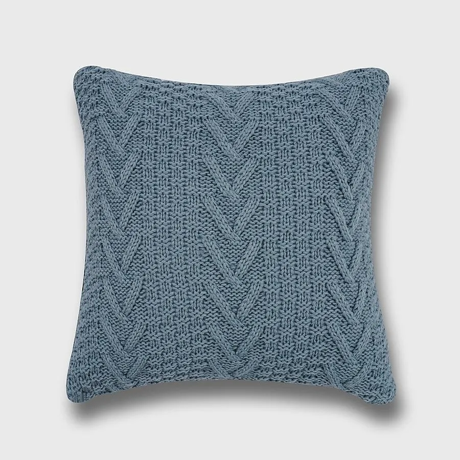 EVERGRACE Ratree Chunky 20-in x 20-in Chambray Blue Square Indoor Decorative Pillow