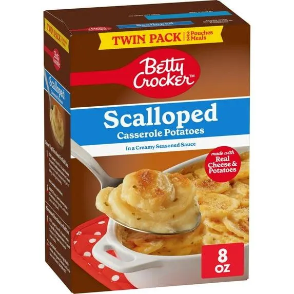 Betty Crocker Scalloped Casserole Potatoes, Made with Real Cheese, Twin Pack, 8 oz Box