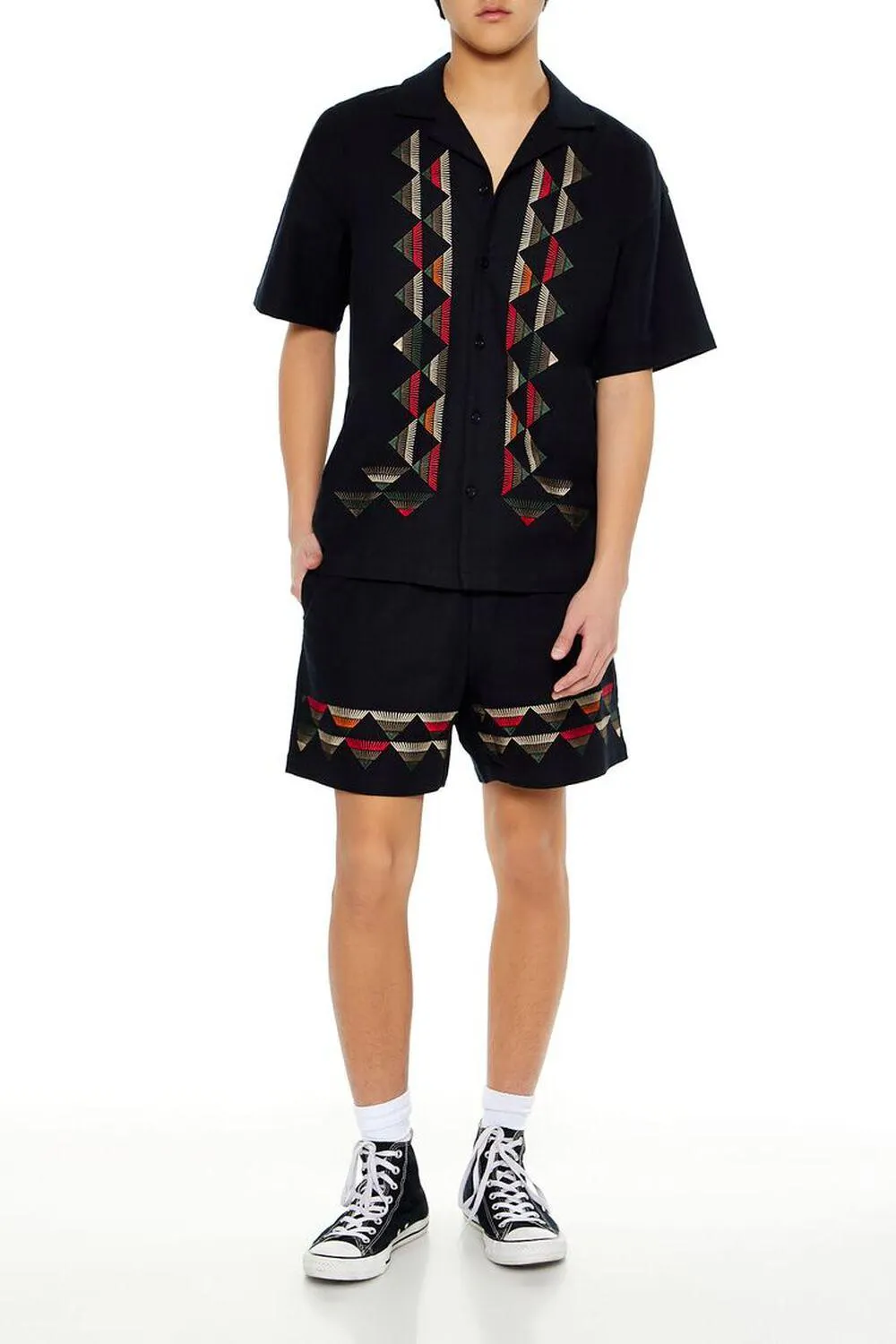 Geo Embroidered Shorts