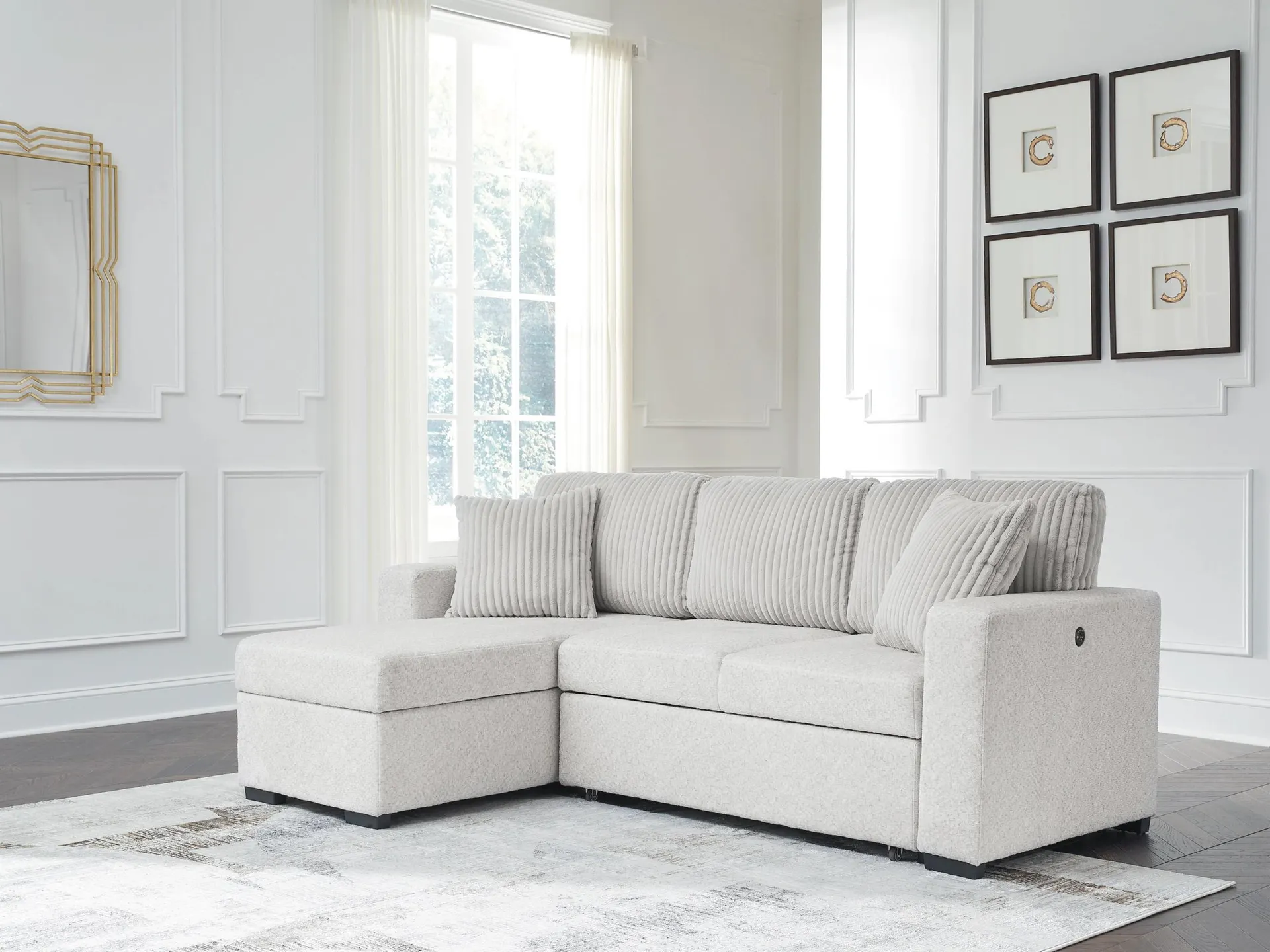 Poppleton 2-Piece Sectional with Pop Up Sleeper and Chaise