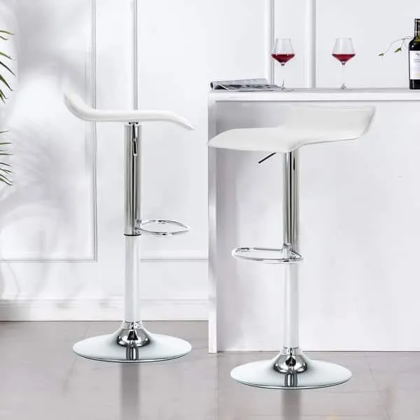 Faux Leather Upholstered Adjustable Barstools Airlift Counter Bar Pub Height Stools Set of 2