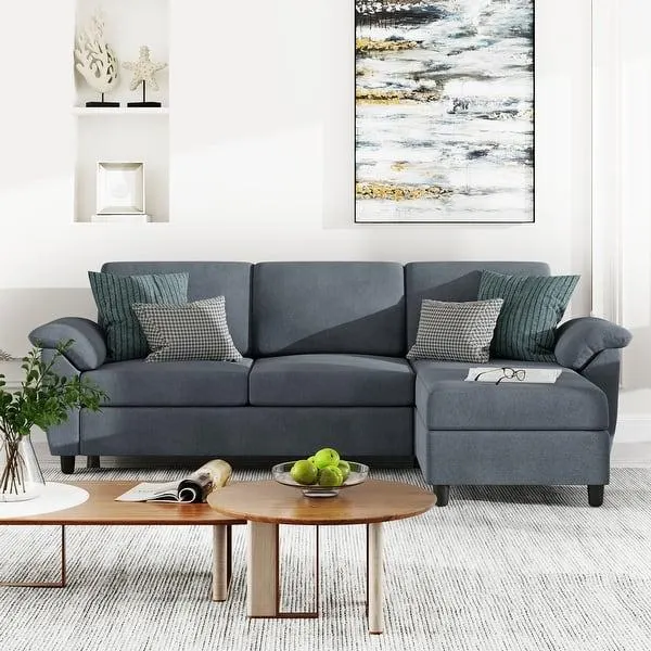 Futzca ​Sectional Sofa Couch, 3 Seat L Shaped Sofa with Removable Pillows