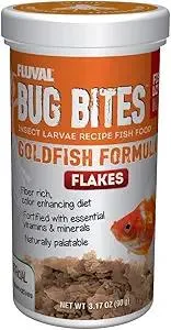 Fluval Bug Bites Goldfish Fish Food, Flakes for Small to Medium Sized Fish, 3.17 oz., A7340, Brown