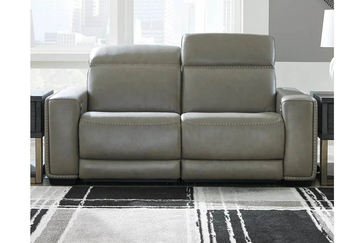 Correze 2-Piece Dual Power Leather Reclining Modular Loveseat