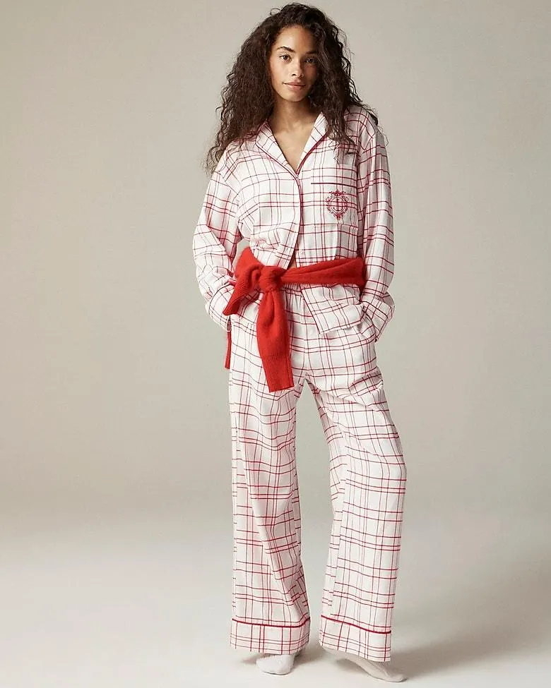 Relaxed pajama pant set in plaid cotton flannel