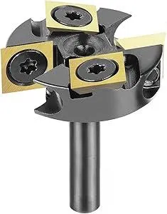 SpeTool 2+2 Flute Slab Flattening Router Bit 1/4" Shank, 1-1/4" Cutting Dia Carbide Insert Spoilboard Surfacing Bit with ATS Coating for Softwood, Hardwood, MDF