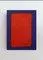 Bodasca, Red on Blue Abstract Composition, 2025, Acrylic on Canvas