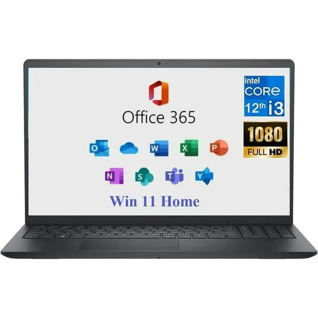 DELL 2024 Inspiron 15 Laptop, with Microsoft Office 365, 15.6" 1920x1080 FHD, Intel i3-1215U up to 4.40GHz (Beats N4020), Win 11 Home, Carbon Black (32GB RAM | 1TB SSD)