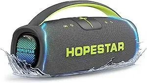 WorryFree Gadgets 300W Portable Speaker Wireless Bluetooth Audio Big Bass with Handle, Microphone, Hopestar Series (Gray)