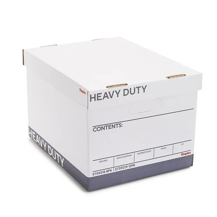 Staples Heavy Duty 50% Recycled Corrugated File Box Lift Off Lid,