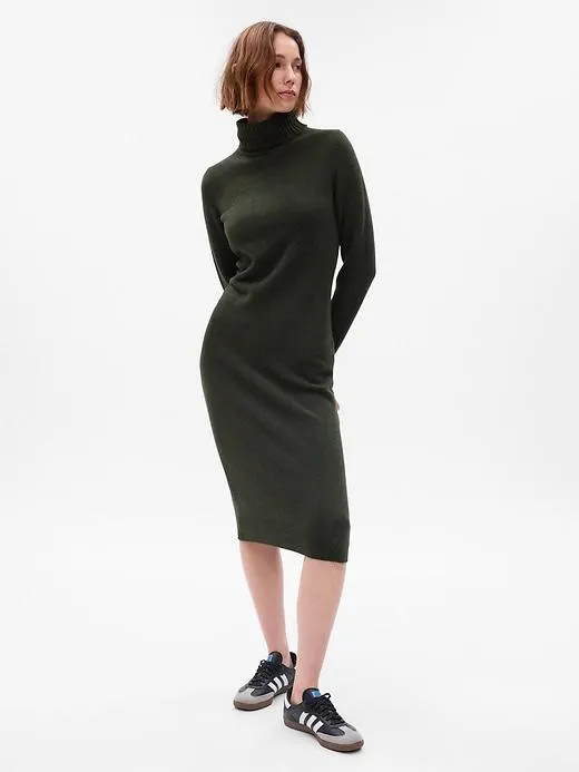 CashSoft Turtleneck Midi Sweater Dress