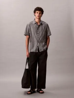 Cotton Stripe Relaxed Button-Down Shirt