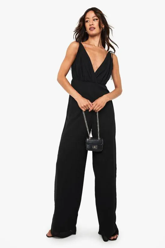 Tall Chiffon Strappy Wide Leg Jumpsuit