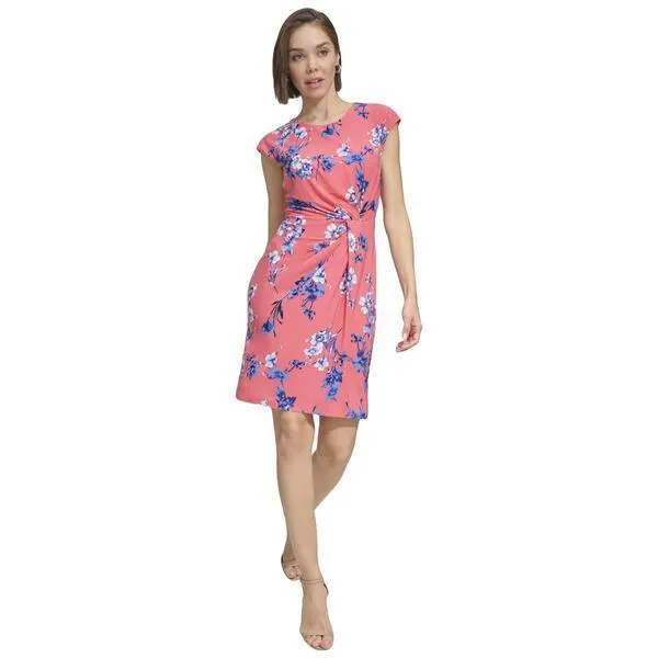 Womens Tommy Hilfiger Sleeveless Floral Side Twist Wrap Dress