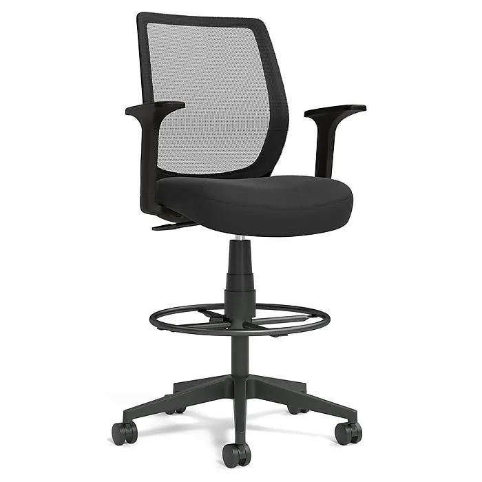 Staples Essentials Fabric Drafting Chair with Backrest and Footrest,