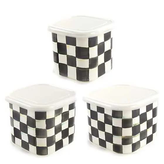 Courtly Check Enamel Deep Squarage Bowl Set of 3