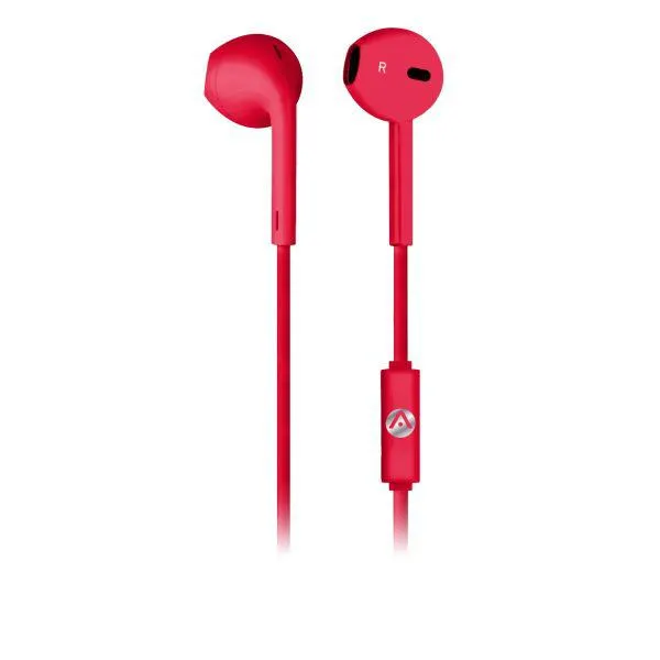 Audiomate Wired Earbud with Inline Mic - Red