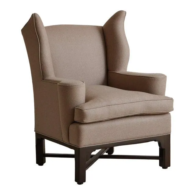 Wingback Lounge Chair With Wooden X-Base, Germany 19th Century