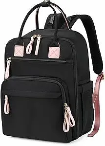 18 Pockets Diaper Bag Backpack with Waterproof Pockets and Stroller Buckle, Convertible Tote Bag (Black, Large)