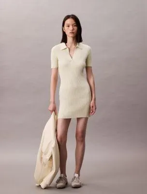 Cotton Rib Polo Mini Dress