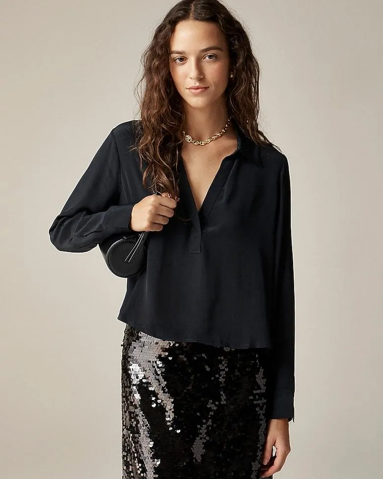 Bungalow popover shirt in crepe de chine