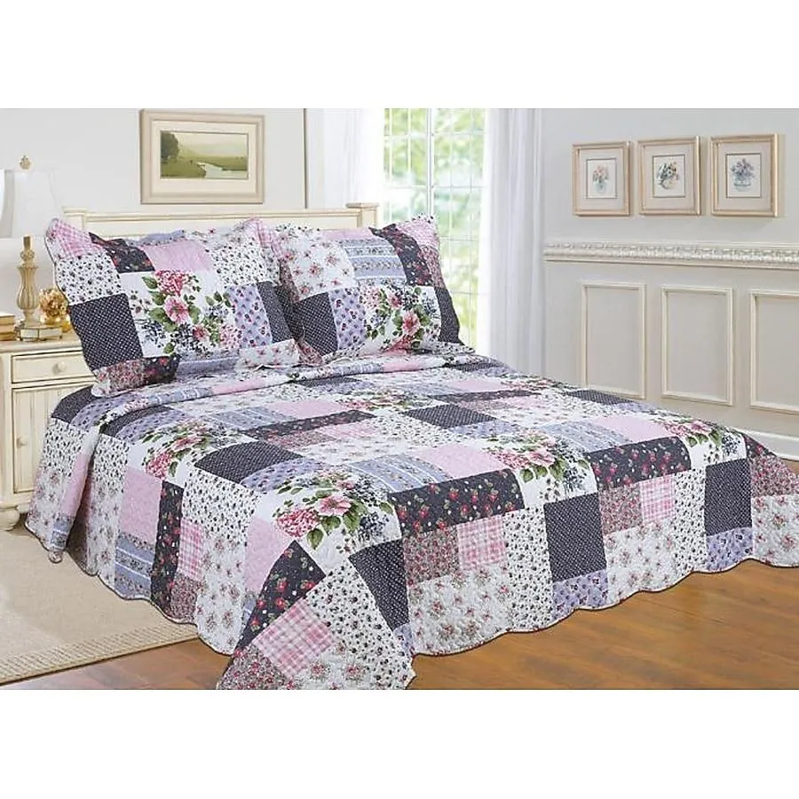 J&V TEXTILES Multicolor Multi Reversible Full/Queen Quilt with ( Cotton Fill )