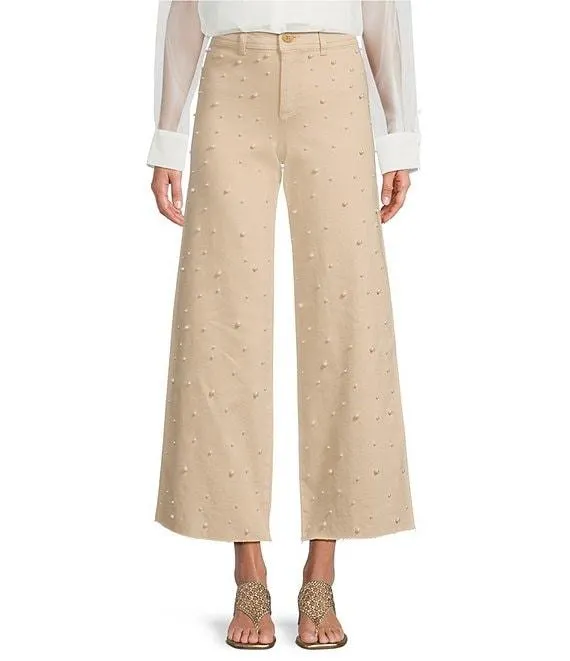 Alexandra Pearl Wide Leg Crop Denim Jeans