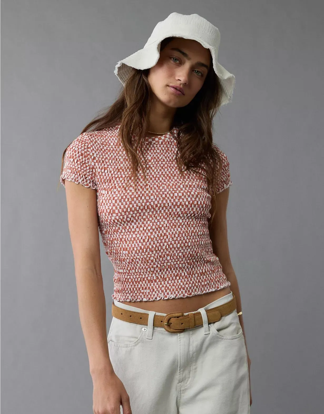 AE Smocked Hey Baby Tee