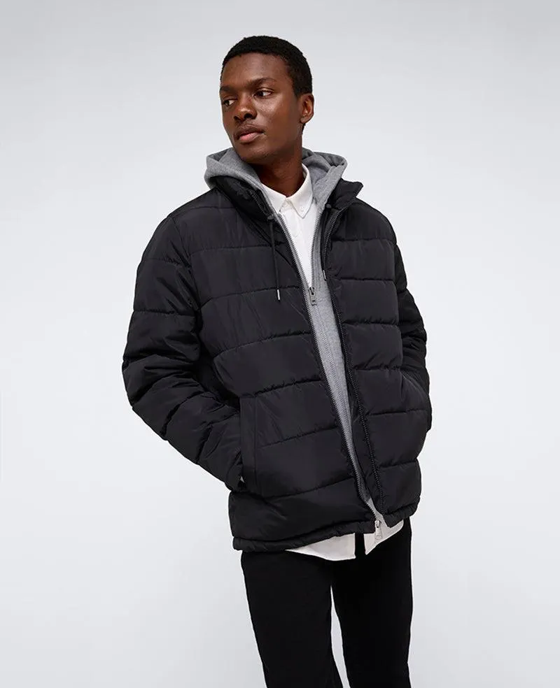 Puffer with Attached Jersey Hood