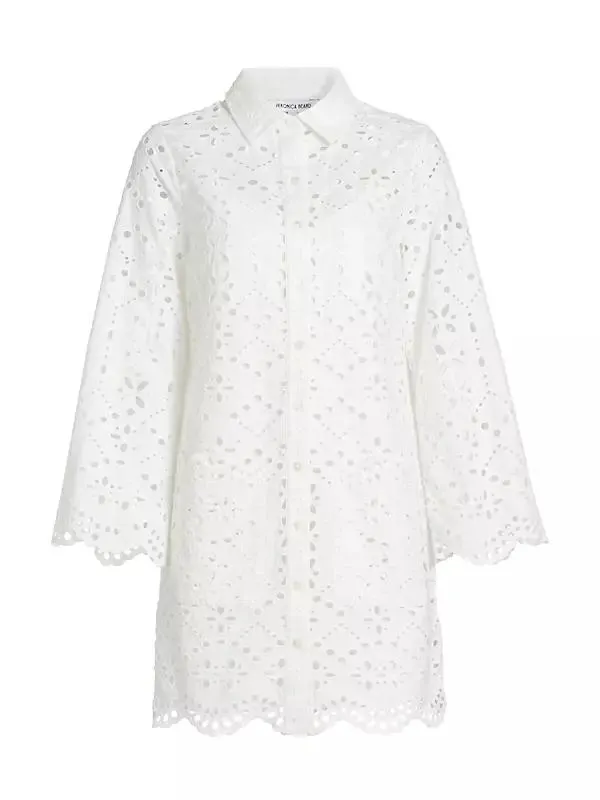 Sumatra Eyelet Cotton Mini Shirtdress