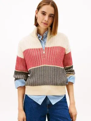 Colorblock Quarter-Zip Sweater
