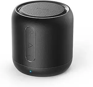 Soundcore Anker Mini, Super-Portable Bluetooth Speaker with FM Radio, 15-Hour Playtime, 66 ft Bluetooth Range, Enhanced Bass, Noise-Cancelling Microphone for Leisure and Work Use