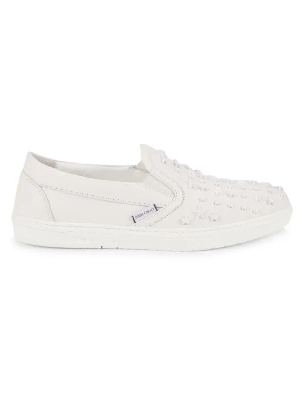 Slip-On Star-Studded Leather Sneakers