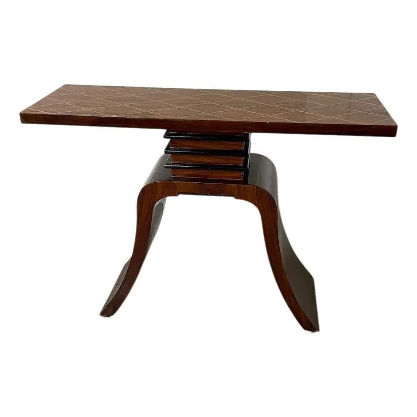 Art Deco Style Mahogany Marquetry Console, 1940s