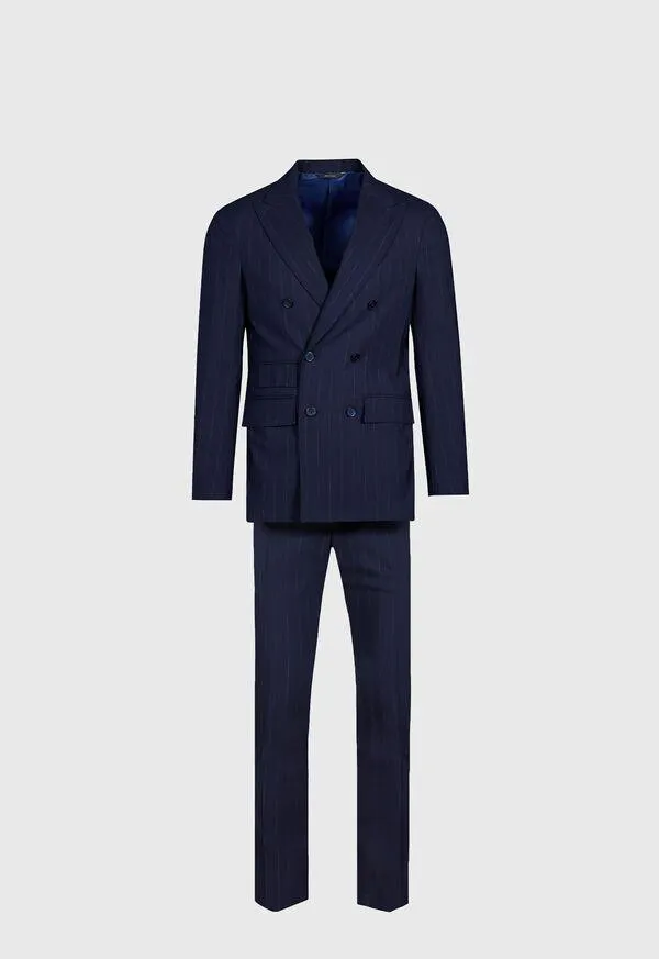 All Year Wool Double Breasted Stripe Suit