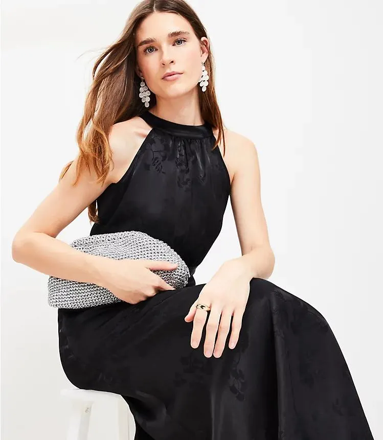 Jacquard Halter Midi Dress