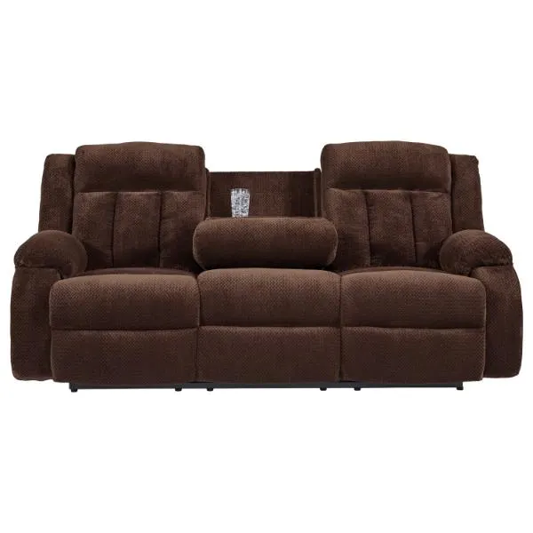 Observation Chocolate Power Reclining Sofa with Drop Table