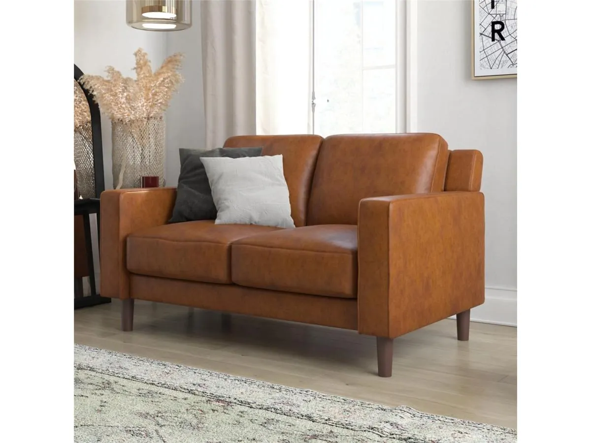 Atwater Living Janelle Faux Leather Loveseat Sofa